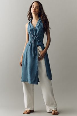 Pilcro - Sleeveless Buttondown Denim Mini Dress