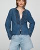 Pilcro 100% Cotton Denim Ruffled Buttondown Shirt - 1
