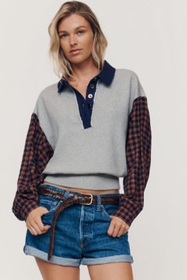 Pilcro 100% Cotton Mixed Knit Pullover