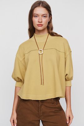 Pilcro 100% Cotton Mock Neck Swing Top