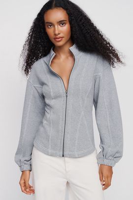 Pilcro 100% Cotton Seamed Zip-Up Jacket Top