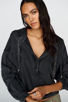 Pilcro 100% Cotton Studded Hoodie