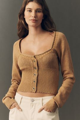 Pilcro 100% Cotton Sweetheart Cardigan