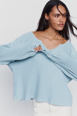 Pilcro 100% Cotton Waffle V-Neck Sweatshirt