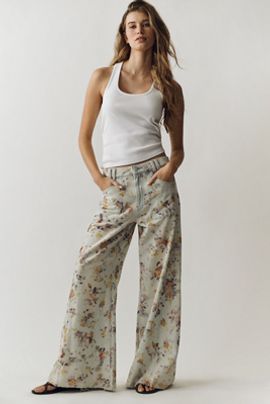 Pilcro Adi Floral Mid-Rise Wide-Leg Jeans