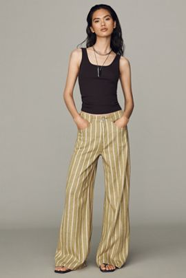 Pilcro Adi Linen Cotton Mid-Rise Flare Pants