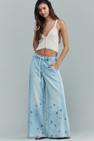 Pilcro Adi Mid-Rise Flare Ditsy Jeans by Pilcro