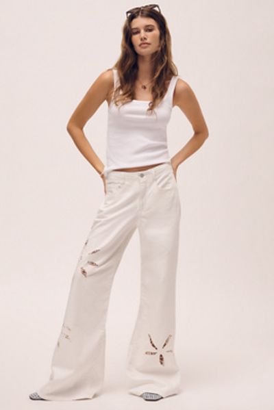 Pilcro Adi Mid-Rise Relaxed Wide-Leg Embroidered Jeans by Pilcro
