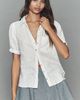 Pilcro Aly 100% European Linen Puff-Sleeve Blouse - 1