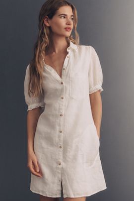 Pilcro Aly 100% Linen Mini Shirtdress