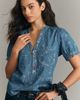 Pilcro Aly Denim Puff-Sleeve Heart Blouse by Pilcro - 1