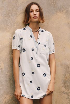 Pilcro Aly Embroidered Puff-Sleeve Mini Dress by Pilcro