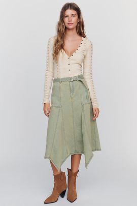 Pilcro Asymmetric Denim Skirt