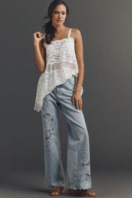 Pilcro Austyn High-Rise Wide-Leg Embroidered Jeans by Pilcro