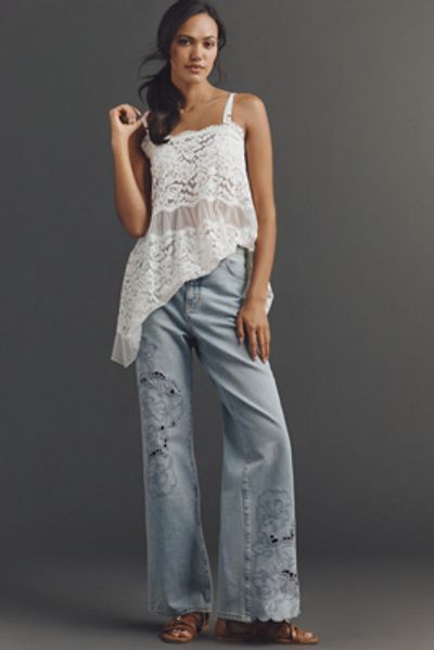 Pilcro Austyn High-Rise Wide-Leg Embroidered Jeans by Pilcro