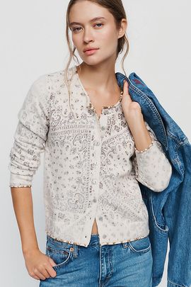 Pilcro Bandana Print Cardigan