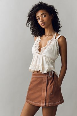 Pilcro Belted Wrap Skort