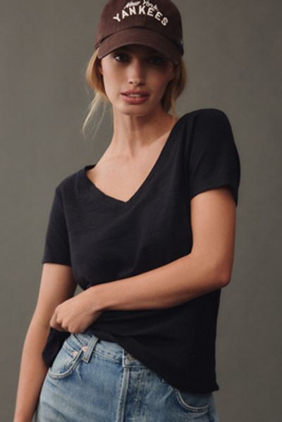 Pilcro Bennie Cotton Slim V-Neck Tee