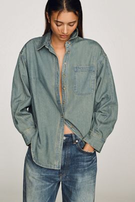 Pilcro Cotton Denim Buttondown Shirt