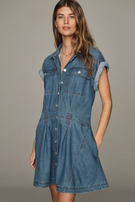 Pilcro Cotton Denim Mini Shirtdress