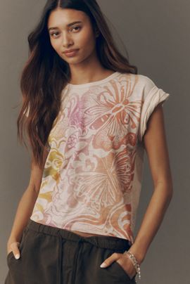 Pilcro Cotton Notched Hem Tee