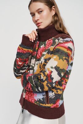 Pilcro Cotton Wool Blend Zip Up Sweater