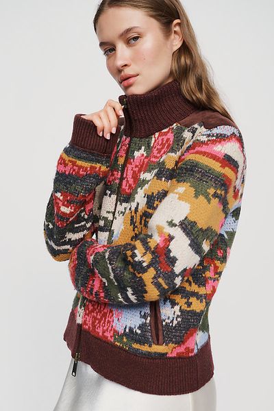 Pilcro Cotton Wool Blend Zip Up Sweater