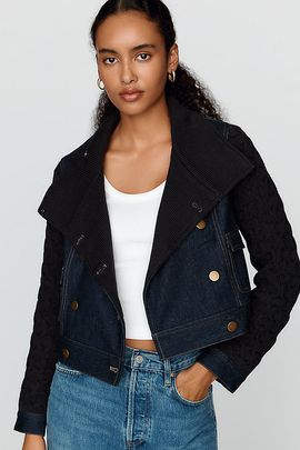 Pilcro Denim & Sweater Knit Cardigan