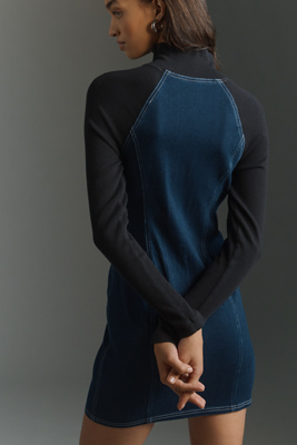 Pilcro - Denim Knit Zip-Up Mini Dress