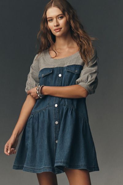 Pilcro - Denim Sweatshirt Twofer Swing Dress Pilcro - Denim Sweatshirt Twofer Swing Dress