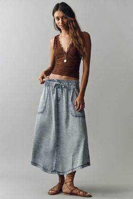 Pilcro Essential Beach Pull-On Midi Skirt