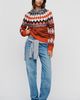 Pilcro Fair Cotton Wool Blend Fair Isle Hooded Sweater - 4