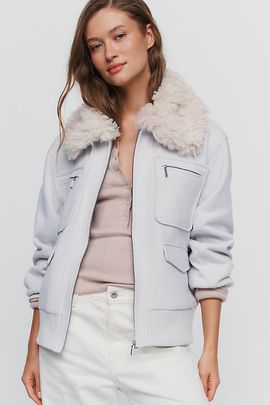 Pilcro Faux Fur Collared Jacket