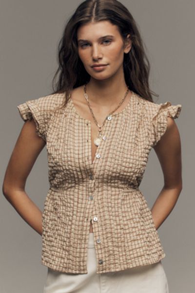 Pilcro Flutter-Sleeve Buttondown Shirt