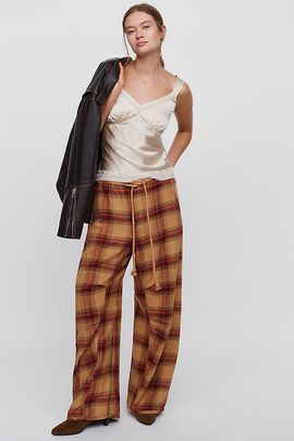 Pilcro Hanna Wide Leg Plaid Pants
