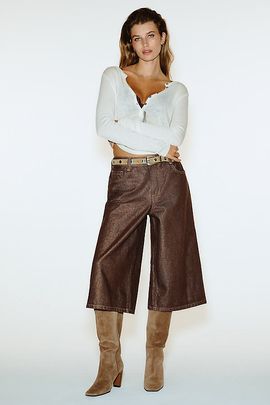 Pilcro Hazel High Rise Wide Leg Cropped Jeans