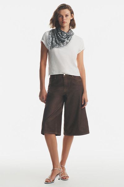 Pilcro Hazel High Rise Wide Leg Culotte Jeans