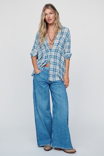 Pilcro High-Rise Wide-Leg Side-Gusset Jeans