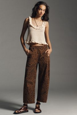 Pilcro Izzie Relaxed Sateen Pull On Barrel Pants