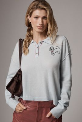 Pilcro Jensen Cashmere Crop Polo Sweater by Pilcro