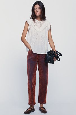 Pilcro Jules High Rise Relaxed Tapered Velvet Jeans