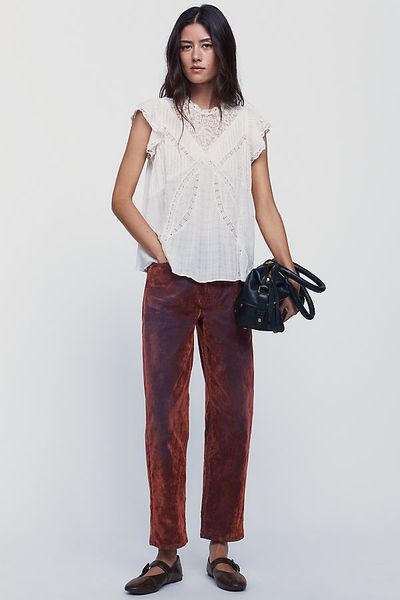 Pilcro Jules High Rise Relaxed Tapered Velvet Jeans