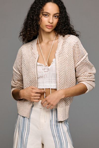 Pilcro Juniper Open-Knit Bomber Cardigan Jacket
