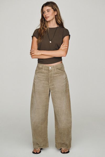 Pilcro Kayden Corduroy High-Rise Barrel-Leg Jeans