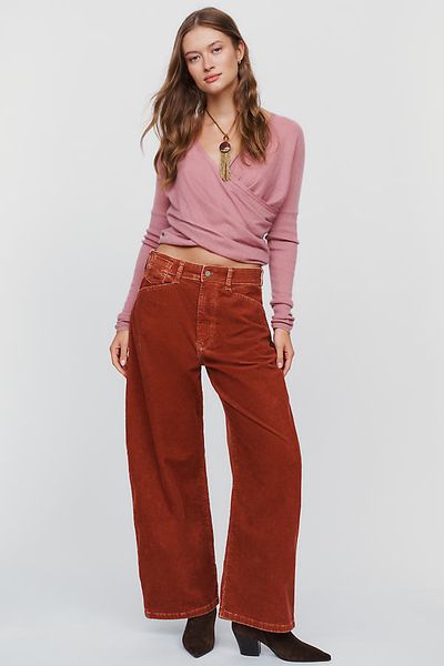 Pilcro Kayden Corduroy High Rise Barrel Leg Carpenter Jeans