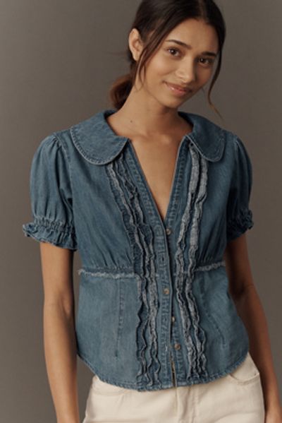 Pilcro Keira Denim Waisted Blouse by Pilcro
