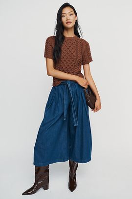 Pilcro Lotus High-Rise Wide-Leg Skirty Crop Jeans