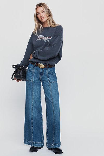 Pilcro Nico Mid Rise Flare Leg Jeans