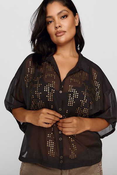 Pilcro Quincy Studded Blouse