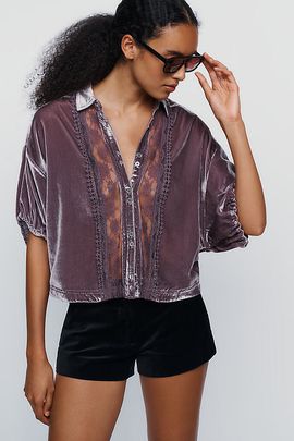 Pilcro Quincy Velvet Lace Blouse